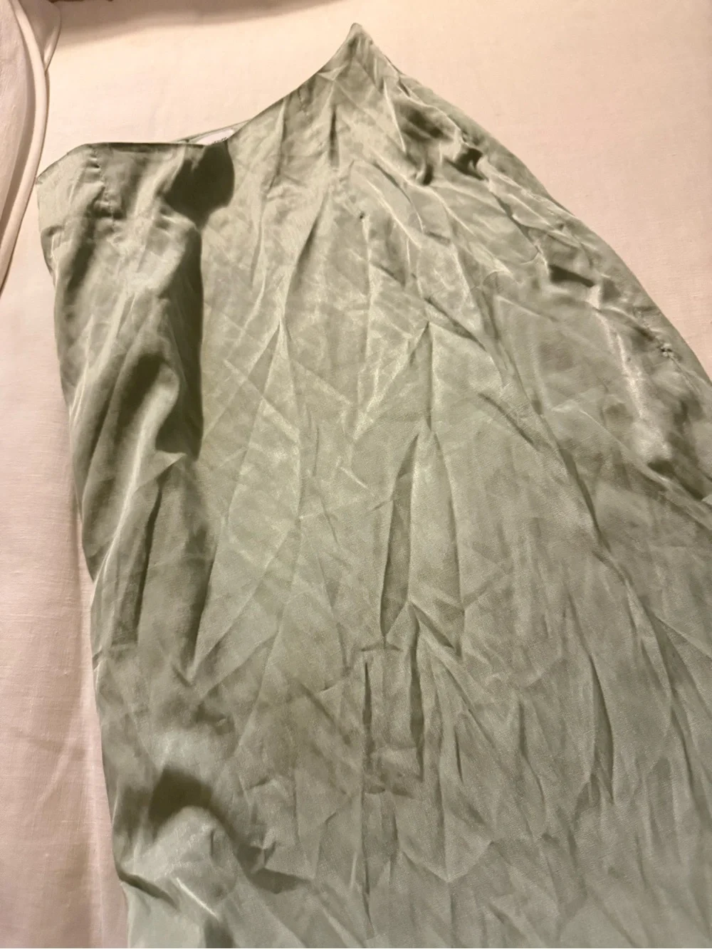 Princess Polly Light Sage Satin Midi Skirt size 4